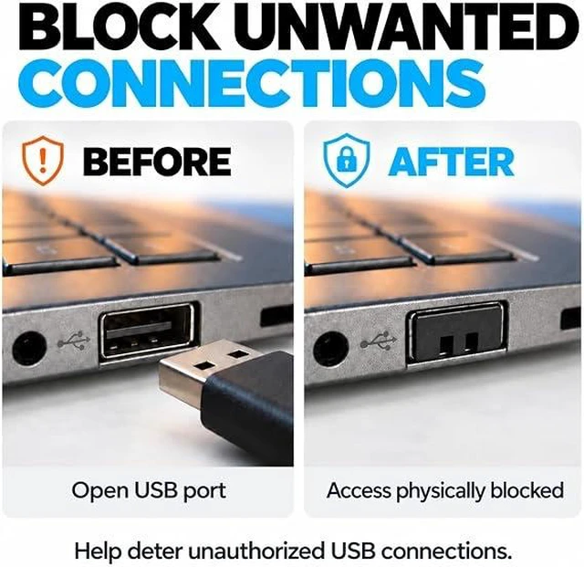 Alt view image 4 of 7 - PortPlugs USB-A Port Blockers, 10 Pack USB Access Security Locks with 2 Dual-Prong Removal Keys - Black