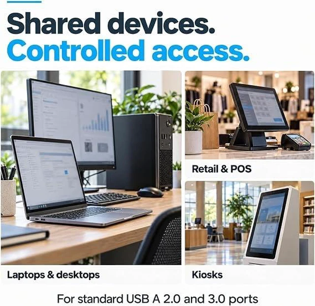Alt view image 5 of 7 - PortPlugs USB-A Port Blockers, 10 Pack USB Access Security Locks with 2 Dual-Prong Removal Keys - Black
