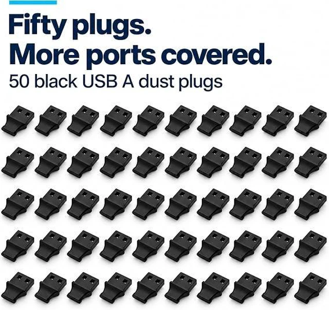 Alt view image 6 of 7 - PortPlugs USB-A Dust Plugs, 50 Pack Black Port Covers with Easy-Grip Tabs - Snug Fit and Easy Removal