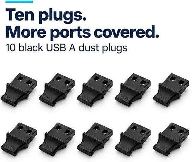 Alt view image 6 of 7 - PortPlugs USB-A Dust Plugs, 10 Pack Black Port Covers with Easy-Grip Tabs, Snug Fit and Easy Removal