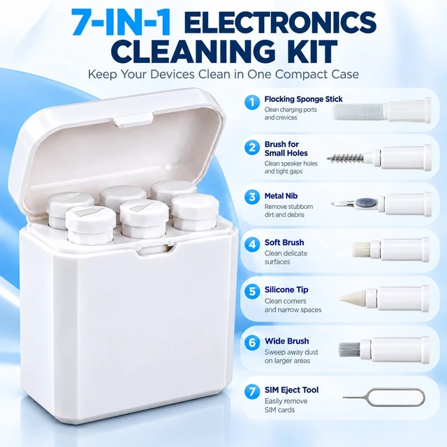Alt view image 6 of 7 - PortPlugs Mobile Cleaning Kit, 7-in-1 Phone and Electronics Cleaning Tool Set