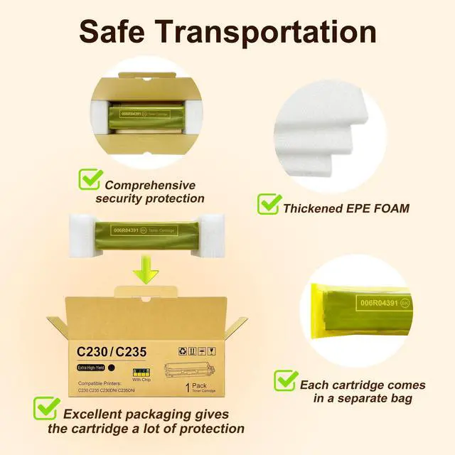 Alt view image 5 of 6 - C230/C235 High-Yield Laser Toner Cartridge (1-Pack, Black) Replacement for Xerox C230 C230/DNI C235 C235/DNI Printer - 006R04391