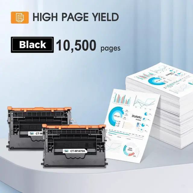 Alt view image 3 of 7 - 147A Black Toner Cartridge with Chip 147X W1470A M610 M612 2 Pack | Compatible for HP 147A 147X for HP LaserJet Enterprise M610n M611dn M611x M612dn M612x MFP M634h M635fht M635h M636fh Printer
