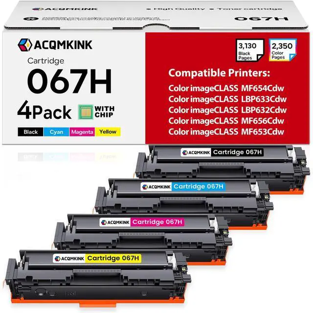 Main image of Cartridge 067H CRG067H Toner Cartridge Set 4 Pack Replacement for Canon 067H Color imageCLASS MF656Cdw LBP633Cdw LBP632Cdw MF653Cdw MF654Cdw Printer Ink (1BK /1C/1M/1Y)