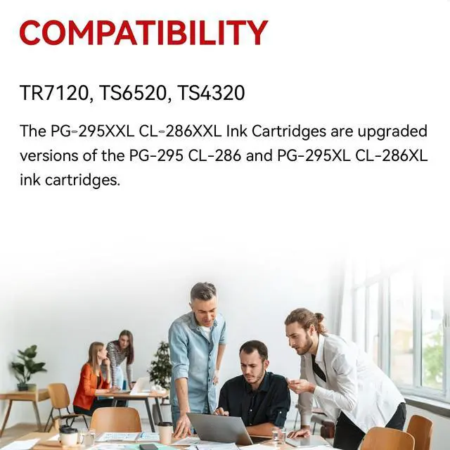 Alt view image 3 of 6 - Ultra High Yield PG-295 XXL/CL-286 XXL Ink Cartridges Replacement for Canon 295 296 295XL 296XL Compatible for Pixma TR7120 TS6520 TS4320 Printer, 1500 Page Yield