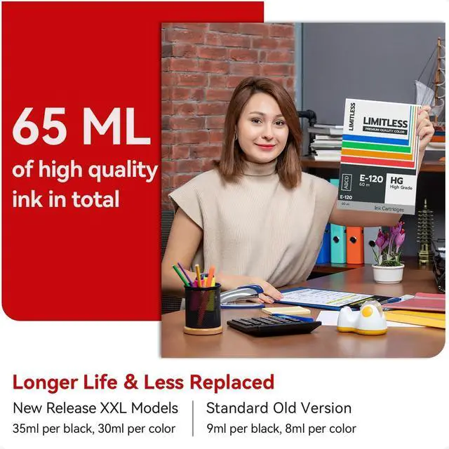 Alt view image 4 of 6 - Ultra High Yield PG-295 XXL/CL-286 XXL Ink Cartridges Replacement for Canon 295 296 295XL 296XL Compatible for Pixma TR7120 TS6520 TS4320 Printer, 1500 Page Yield
