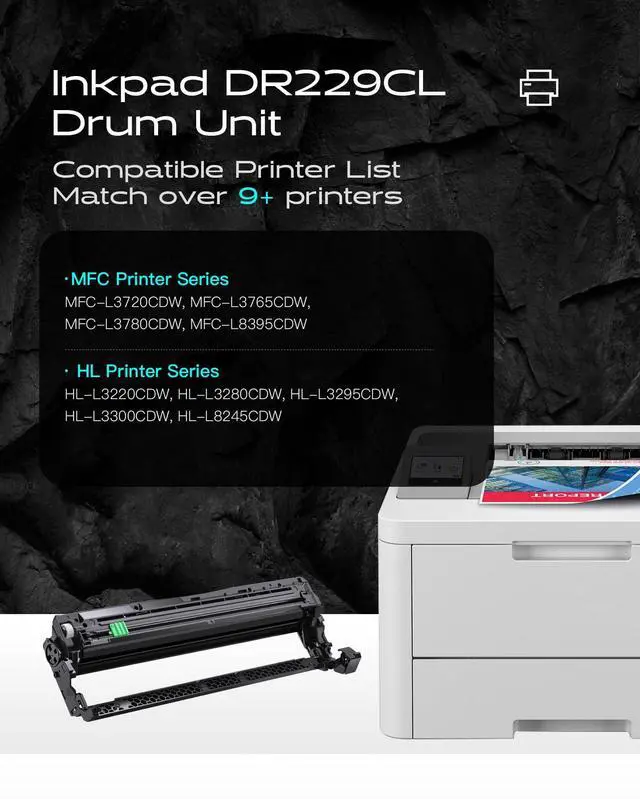 Alt view image 2 of 7 - Compatible DR229CL Drum Unit (NOT Toner) Replacement for Brother DR-229CL DR229 TN229XL Work for MFC-L3720CDW MFC-L3765CDW MFC-L3780CDW HL-L3220CDW HL-3280CDW HL-L3295CDW Printer (4 Pack)