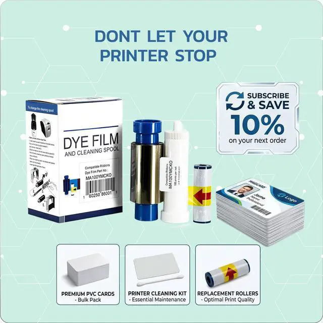 Alt view image 7 of 7 - Magicard MA100YMCKO Color Ribbon - YMCKO - 100 Prints Software Demo
