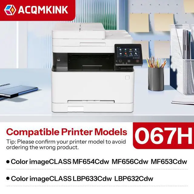 Alt view image 2 of 6 - Cartridge 067H CRG067H Toner Cartridge Set 4 Pack Replacement for Canon 067H Color imageCLASS MF656Cdw LBP633Cdw LBP632Cdw MF653Cdw MF654Cdw Printer Ink (1BK /1C/1M/1Y)