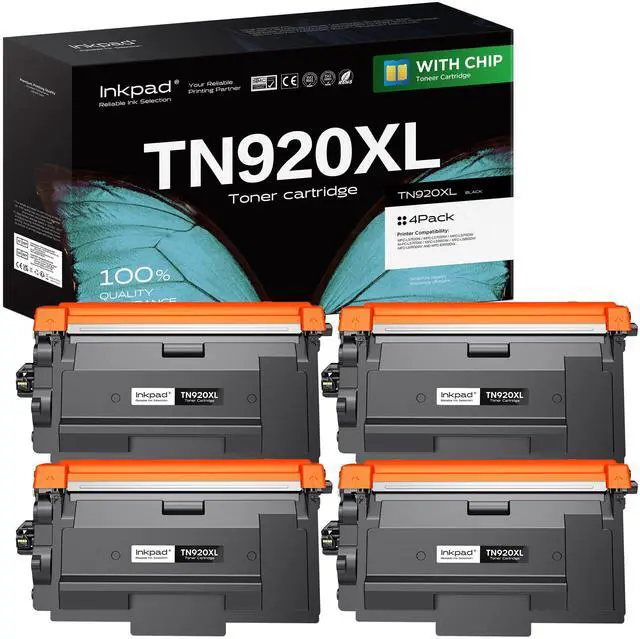 Main image of TN920XL Toner Cartridge Replacement for Brother HL-L6210DW (4 Black) | TN920XL 4-pack high yield black toner with chip. Up to 6,000 pages each. Compatible with HL-L5210DN, MFC-L5710DN