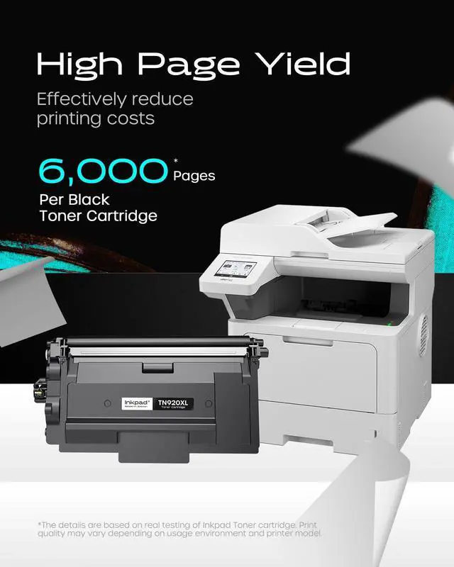 Alt view image 2 of 7 - TN920XL Toner Cartridge Replacement for Brother HL-L6210DW (4 Black) | TN920XL 4-pack high yield black toner with chip. Up to 6,000 pages each. Compatible with HL-L5210DN, MFC-L5710DN