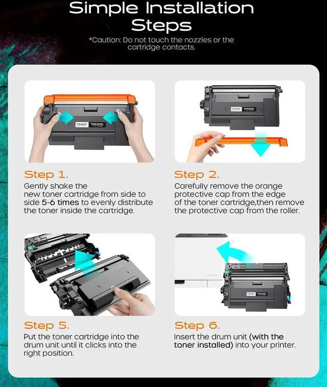 Alt view image 6 of 7 - TN920XL Toner Cartridge Replacement for Brother HL-L6210DW (4 Black) | TN920XL 4-pack high yield black toner with chip. Up to 6,000 pages each. Compatible with HL-L5210DN, MFC-L5710DN