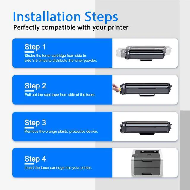 Alt view image 6 of 7 - TN-221 Toner Cartridges 4 Pack Replacement for Brother TN225 TN221 Toner Cartridges use with HL-3140CW HL-3170CDW HL-3180CDW MFC-9330CDW MFC-9340CDW Printer Toner (TN221BK, TN221C, TN221M, TN221Y)