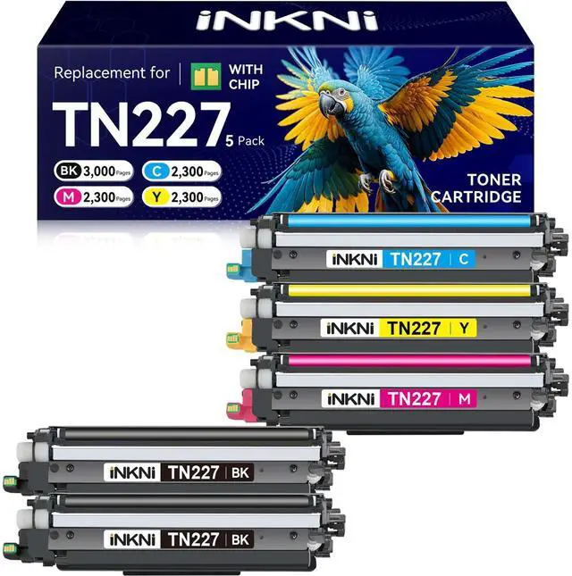 Main image of TN227 TN-227BK/C/M/Y High Yield Toner Cartridge 5 Pack with Chip | Compatible for Brother TN227 TN227BK TN223 Toner for HL-L3270CDW MFC-L3770CDW MFC-L3710CW HL-L3290CDW MFC-L3750CDW Printer