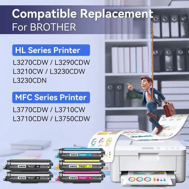 Alt view image 3 of 7 - TN227 TN-227BK/C/M/Y High Yield Toner Cartridge 5 Pack with Chip | Compatible for Brother TN227 TN227BK TN223 Toner for HL-L3270CDW MFC-L3770CDW MFC-L3710CW HL-L3290CDW MFC-L3750CDW Printer