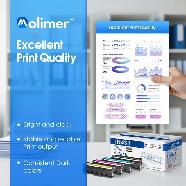 Alt view image 4 of 7 - TN-431 TN431 Toner Cartridges 4-Pack Compatible TN431BK TN431C TN431Y TN431M Replacement for Brother TN431 TN433 MFC-L8900CDW HL-L8360CDW HL-L8260CDW MFC-l9570CDW Printer Toner, TN431 4PK