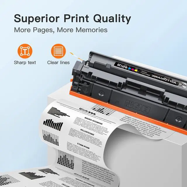 Alt view image 3 of 6 - 206A Toner Cartridges 4 Pack for HP M283fdw M283cdw M255dw | 206A toner cartridges 4 pack with chip for HP Color LaserJet Pro M283fdw M283cdw M283fdn M282nw M255dw and M255nw
