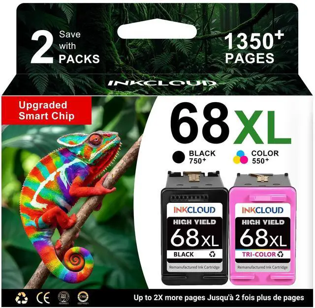 Main image of 68XL Replacement for HP 68XL 68e 68 Black Color Combo Pack Ink Cartridges | Work with HP Envy 6155e 6555e 6152e 6552e 6558e 6165e 6110e 6130e 6132e 6100e 6500e Series Printers - High Yield with Chips