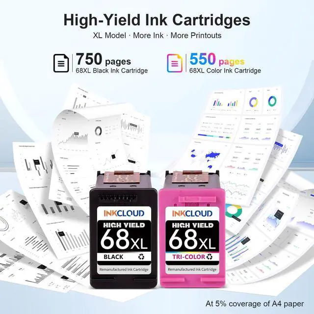 Alt view image 3 of 7 - 68XL Replacement for HP 68XL 68e 68 Black Color Combo Pack Ink Cartridges | Work with HP Envy 6155e 6555e 6152e 6552e 6558e 6165e 6110e 6130e 6132e 6100e 6500e Series Printers - High Yield with Chips