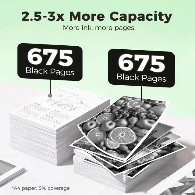 Alt view image 3 of 7 - 63XL 63 Black Ink Cartridge Replacement for HP Ink HP63 XL HP63XL for Envy 4520 4512 4510 Officejet 3830 5255 4655 4650 5258 5200 4652 5252 Deskjet 3630 3632 2132 1112 3631 3633 3634 Printer, 2-Pack