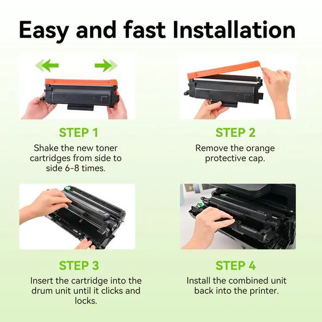 Alt view image 5 of 6 - TN830XL TN830 Toner Cartridges 4 Pack Comapatible for Brother HL-L2460DW | TN830 XL TN-830 Toner Cartridges | DCP-L2640DW L2480DW MFC-L2820DW XL HL-L2405W HL-L2400D 2465DW | Smart Chip | High Yield