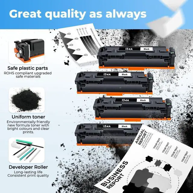 Alt view image 5 of 7 - 134A Black Toner Cartridge MFP M234dw Black Toner Compatible for HP 134A 134X Toner Cartridge for HP134A HP134X W1340A for M209dw MFP M234sdw Toner Ink 2 Pack (with Chip)