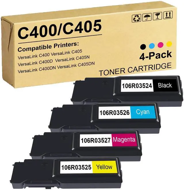 Main image of C400 C405 Toner Cartridge Compatible for Xerox VersaLink C405 C400 Toner C400D C400DN MFP C405 C405N C405DN Black Cyan Magenta Yellow Extra High Yield Toner Cartridge CMYK 4 Pack
