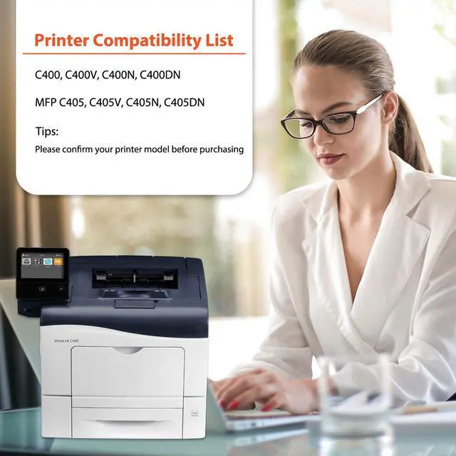 Alt view image 2 of 5 - C400 C405 Toner Cartridge Compatible for Xerox VersaLink C405 C400 Toner C400D C400DN MFP C405 C405N C405DN Black Cyan Magenta Yellow Extra High Yield Toner Cartridge CMYK 4 Pack