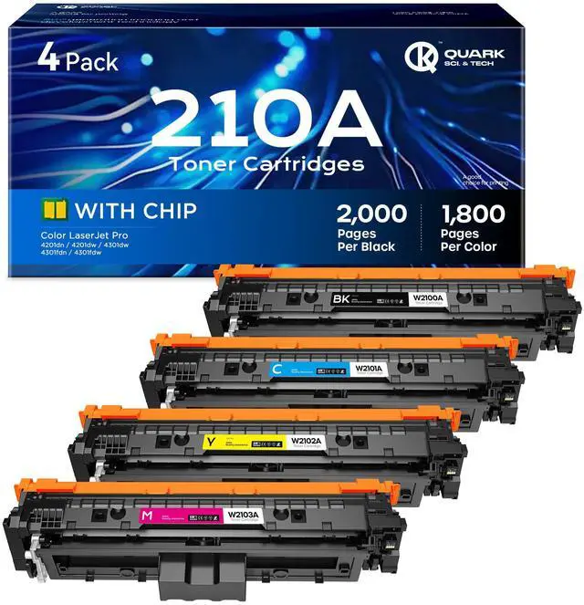 Main image of 210A Toner Cartridges 4 Pack Color Pro MFP 4301fdw Compatible with HP 210A 210X W2100A for Color Pro MFP 4301fdw 4301fdn Pro 4201dw 4201dn Printers (with Chip, Bk/C/M/Y)