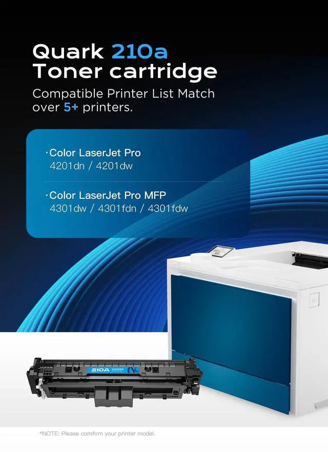 Alt view image 3 of 7 - 210A Toner Cartridges 4 Pack Color Pro MFP 4301fdw Compatible with HP 210A 210X W2100A for Color Pro MFP 4301fdw 4301fdn Pro 4201dw 4201dn Printers (with Chip, Bk/C/M/Y)