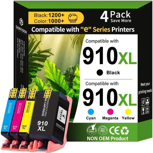 Main image of 910XL Ink Cartridges Combo Pack Replacement for HP 910XL Ink Cartridges | Compatible with HP OfficeJet Pro 8025e 8025 8028e 8028 8035e 8035 OfficeJet 8015e 8022e 8015 8022 Printers (4 Pack)