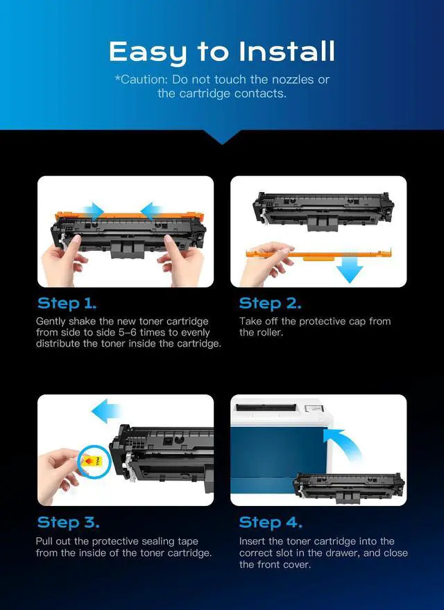 Alt view image 5 of 7 - 210A Toner Cartridges 4 Pack Color Pro MFP 4301fdw Compatible with HP 210A 210X W2100A for Color Pro MFP 4301fdw 4301fdn Pro 4201dw 4201dn Printers (with Chip, Bk/C/M/Y)