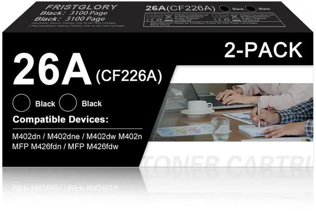 Main image of 26A Toner Cartridge High Yield Black (2-Pack) Replacement for HP 26A 26X CF226A CF226X Works for Pro M402dn M402dne M402dw M402n MFP M426fdn MFP M426fdw Printer, CF226AD1