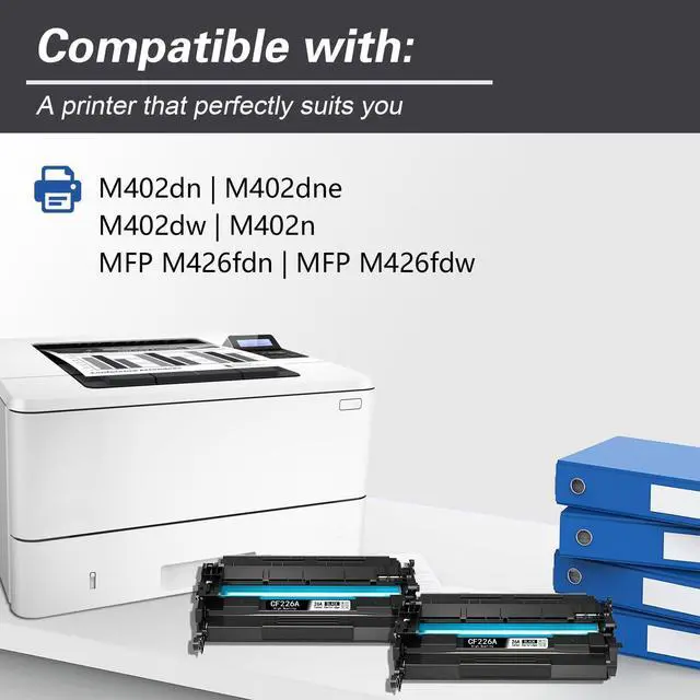 Alt view image 2 of 7 - 26A Toner Cartridge High Yield Black (2-Pack) Replacement for HP 26A 26X CF226A CF226X Works for Pro M402dn M402dne M402dw M402n MFP M426fdn MFP M426fdw Printer, CF226AD1