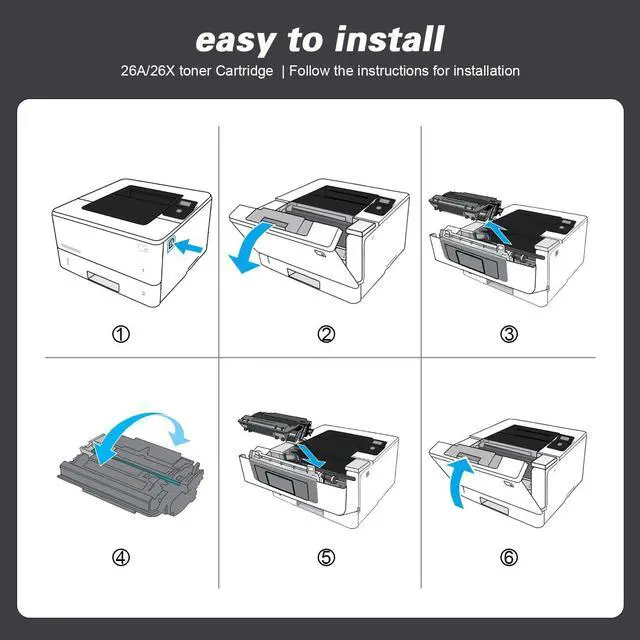 Alt view image 7 of 7 - 26A Toner Cartridge High Yield Black (2-Pack) Replacement for HP 26A 26X CF226A CF226X Works for Pro M402dn M402dne M402dw M402n MFP M426fdn MFP M426fdw Printer, CF226AD1