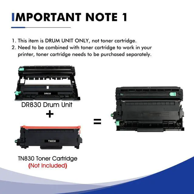 Alt view image 2 of 7 - DR830 Drum Unit DR-830 Black 2-Pack for Brother DR830 HL-L2460DW Printer | Compatible for HL-L2460DW HL-L2405W HL-L2400D HL-L2460DWXL HL-L2865DW HL-L2480DW DCP-L2640DW MFC-L2807DW Printer