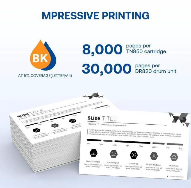Alt view image 3 of 7 - TN850 Toner Cartridge & DR820 Drum Unit Compatible for Brother TN850 TN-850 DR820 DR-820 Replacement for Brother DCP-L5500DN DCP-L5650DN HL-L6200DWT HL-L6400DW MFC-L5700DW MFC-L5800DW Printer (3pack)