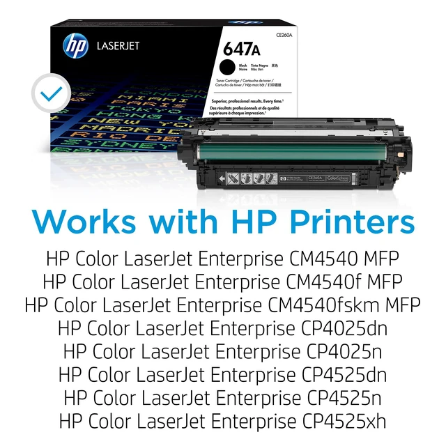 Alt view image 2 of 7 - 647A Black Toner Cartridge | Works Color LaserJet Enterprise CP4025, CP4525 Series | CE260A