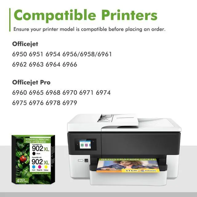 Alt view image 2 of 6 - 902XL 902 Ink Cartridges for HP Printers 6978 6968 Ink Cartridges 4-Pack | Compatible for HP 902XL Black and Color Combo Pack Work for HP902 OfficeJet Pro 6970 6958 6960 6972 6950 6962 Printers