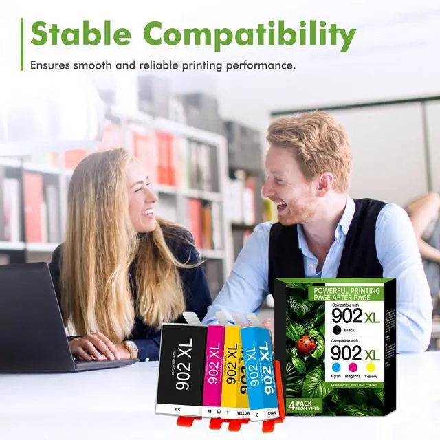 Alt view image 5 of 6 - 902XL 902 Ink Cartridges for HP Printers 6978 6968 Ink Cartridges 4-Pack | Compatible for HP 902XL Black and Color Combo Pack Work for HP902 OfficeJet Pro 6970 6958 6960 6972 6950 6962 Printers