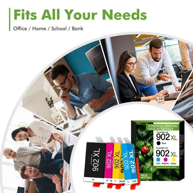 Alt view image 6 of 6 - 902XL 902 Ink Cartridges for HP Printers 6978 6968 Ink Cartridges 4-Pack | Compatible for HP 902XL Black and Color Combo Pack Work for HP902 OfficeJet Pro 6970 6958 6960 6972 6950 6962 Printers