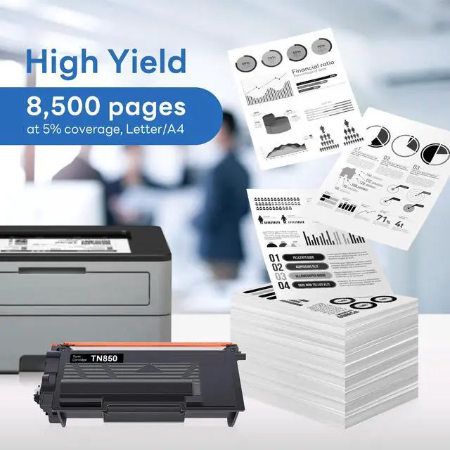 Alt view image 3 of 6 - TN-850 TN850 Toner 2 Pack Compatible TN850 High Yield Black Toner Cartridge Replacement for Brother TN-850 MFC-L5850DW MFC-L5700DW MFC-L5900DW MFC-L6900DW MFC-L6800DW Toner