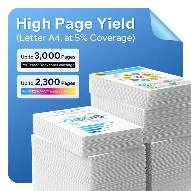 Alt view image 2 of 6 - TN227 TN-227BK/C/M/Y High Yield Toner Cartridge Replacement for Brother TN227 TN-227 HL-L3270CDW MFC-L3770CDW HL-L3290CDW MFC-L3750CDW HL-L3210CW Printer 4 Pack