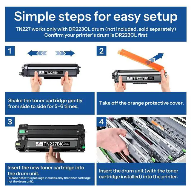 Alt view image 4 of 6 - TN227 TN-227BK/C/M/Y High Yield Toner Cartridge Replacement for Brother TN227 TN-227 HL-L3270CDW MFC-L3770CDW HL-L3290CDW MFC-L3750CDW HL-L3210CW Printer 4 Pack