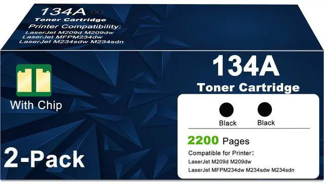 Main image of 134A Black Toner Cartridges Replacement for HP 134 134X W1340A W1340X, Compatible with LaserJet Pro MFP M234dw M234sdn M234sdw Printers and LaserJet M209dw M209d Printers High Yield (2-Pack Black)