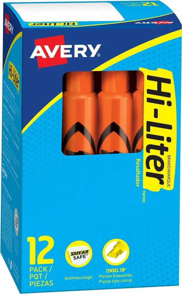 Main image of Hi-Liter Desk-Style Highlighters, Smear Safe Ink, Chisel Tip, 12 Fluorescent Orange Highlighters (24050) (Pack of 12)