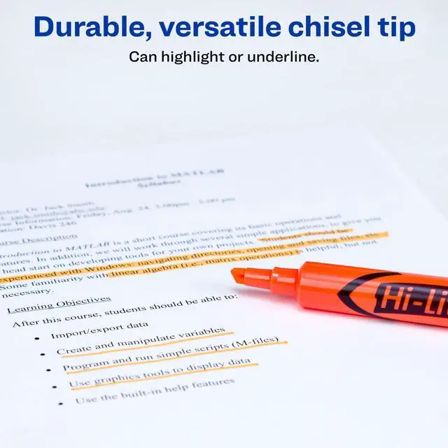 Alt view image 3 of 7 - Hi-Liter Desk-Style Highlighters, Smear Safe Ink, Chisel Tip, 12 Fluorescent Orange Highlighters (24050) (Pack of 12)