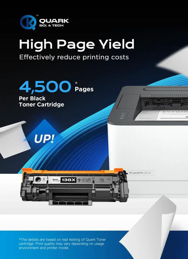 Alt view image 3 of 7 - 138X W1380X Toner Cartridges 2 Black Replacement for HP Printer | Compatible with Laserjet Pro 3001dw Pro 3001fdw MFP 3101fdw Printers, 4500 Pages per Toner, with Chip, ISO Certified