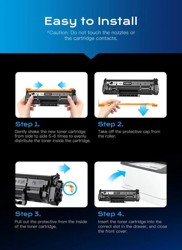 Alt view image 5 of 7 - 138X W1380X Toner Cartridges 2 Black Replacement for HP Printer | Compatible with Laserjet Pro 3001dw Pro 3001fdw MFP 3101fdw Printers, 4500 Pages per Toner, with Chip, ISO Certified