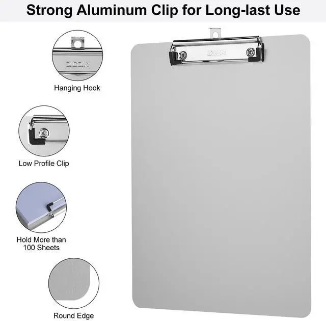 Alt view image 3 of 7 - Metal Clipboards, 18 Pack Heavy Duty Aluminum Clipboards 12 x 9 Inches, A4 Letter Sizer Document Holder with Low Profile Clip, Suitable for School, Office, Jobsite or Medical Staff, Silver